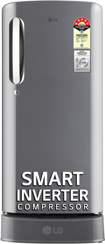 LG 185 L Direct Cool Single Door 5 Star Refrigerator with Base Drawer with Smart Inverter Compressor, Fast Ice Making(Shiny Steel, GL-D201APZU.BPZZEBN)