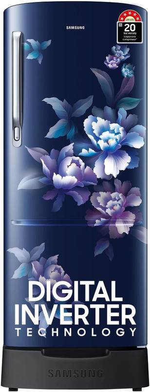 Samsung 183 L Direct Cool Single Door 5 Star Refrigerator with Base Drawer  with Digital Inverter(Himalaya Poppy Blue, RR20D2825HV/NL)