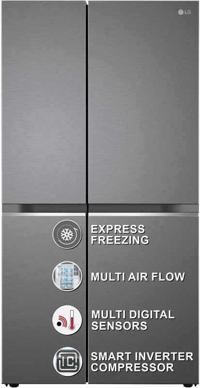 LG 655 L Frost Free Side by Side Refrigerator with Smart Inverter Compressor, Express Freeze & Multi Air-Flow(Dazzle Steel, GL-B257HDSY)