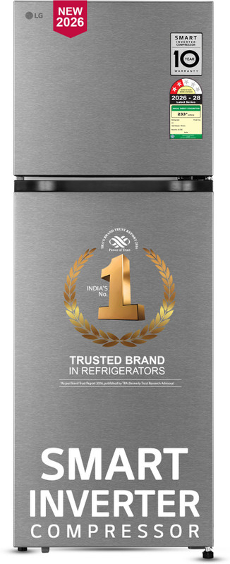LG 251 L Frost Free Double Door 2 Star Convertible Refrigerator  with Convertible, Smart Mode, Multi Air Flow, Deodorizer, Fresh Zone, Works Without Stabilizer, Inverter Compressor, Auto connect & 2026 Model(Dazzle Steel, GLT2526XWDS)
