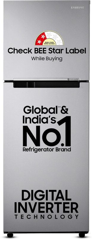 Samsung 236 L Frost Free Double Door 3 Star Refrigerator with Digital Inverter(Elegant Inox, RT28C3053S8/HL)