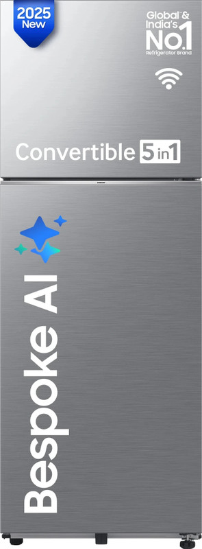 Samsung 236 L Frost Free Double Door 3 Star Convertible Refrigerator with Digital Inverter and Display(Elegant Inox, RT28C3733S8/HL)