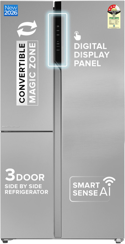 Haier 598 L Frost Free Side by Side 3 Star Refrigerator(Inox Steel, HRT-683ISU1)