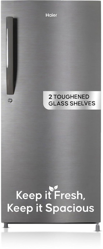 Haier 190 L Direct Cool Double Door 5 Star Refrigerator with Toughned Glass ShelfLarge Vegetable Box(DAZZLE STEEL, HED-205DS-P)