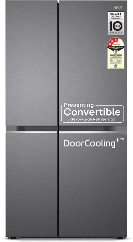 LG 650 L Frost Free Side by Side Convertible Refrigerator with Smart Inverter Compressor, Convertible, Door Cooling+, Multi Air Flow & Smart Diagnosis(Steel, GL-B257HDS3)