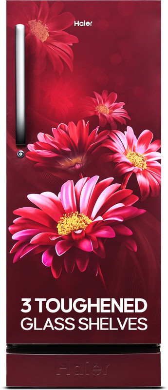 Haier 215 L Direct Cool Single Door 5 Star Refrigerator with Base Drawer(Red Hilton, HED-225RHB-P)