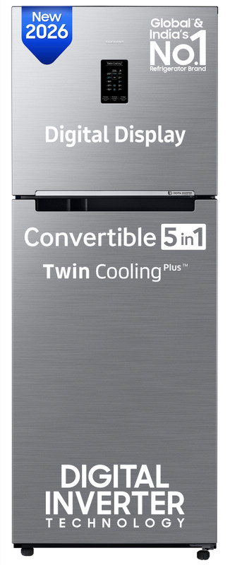 Samsung 256 L Frost Free Double Door 3 Star Convertible Refrigerator(REFINED INOX, RT80H30U3THL)