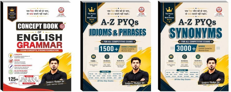 Concept Book Of English Grammer And A To Z PYQ Synonyms & A To Z PYQ Idiom Phrase Combo Books By Ankit Bhati Sir & Sanjeev Thakur Sir RWA(Paperback, Ankit Bhati, Sanjeev Thakur)