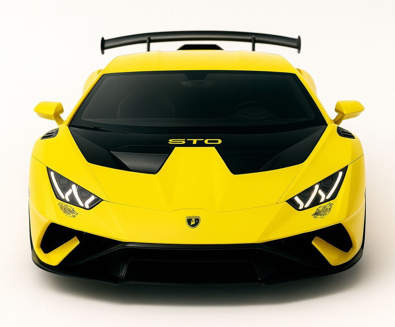 crezor toys Lamborghini STO 1:36 Scale Die-Cast Metal Car Toy with Pull Back, Light & Music(Yellow)