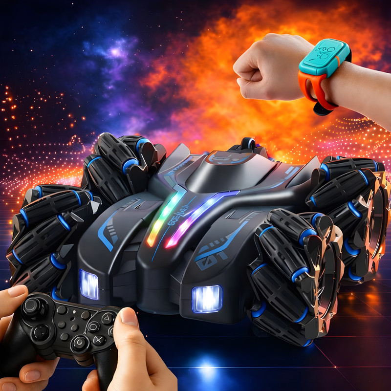 unique zone Remote Control Drift Stunt Car with Gesture Control, 360° Spin, Lights & Sound(Multicolor)