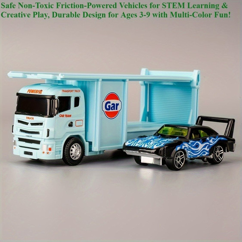 RAMSHREE Die Cast Metal Car Transport Truck Toy with Mini Car Pull Back Kids Toy Vehicle(Multicolor)
