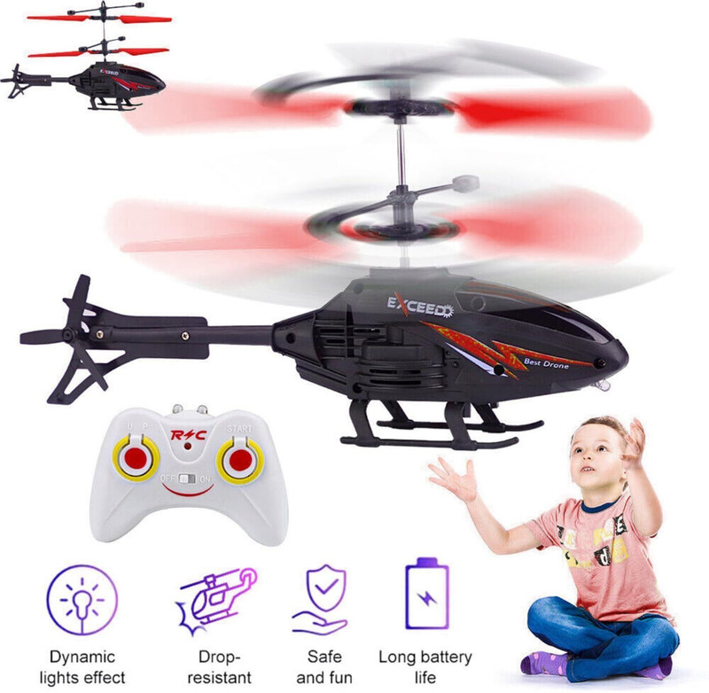 SuNZita RC Helicopter with Hand Gravity Sensor, Flying Toy with 3D Light & Safety Sensor(Red, Black)