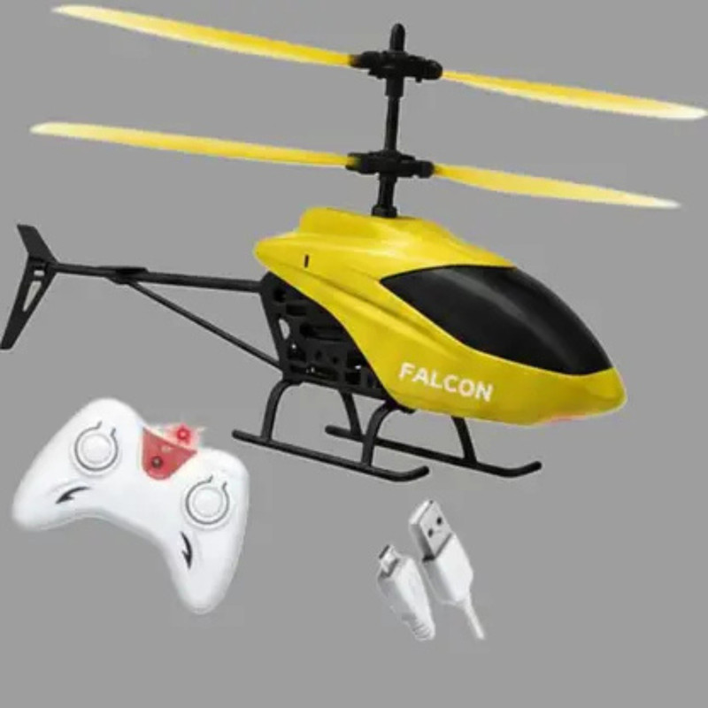 Zenvy Falcon RC Helicopter Toy Rechargeable Remote Control Helicopter with USB Cable(Yellow)