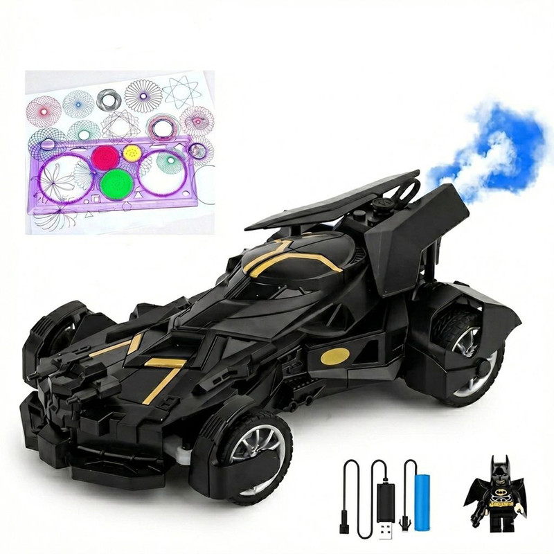 guptagoodies Batman RC Car with Smoke | Rechargeable Batmobile Toy for Kids(Black)