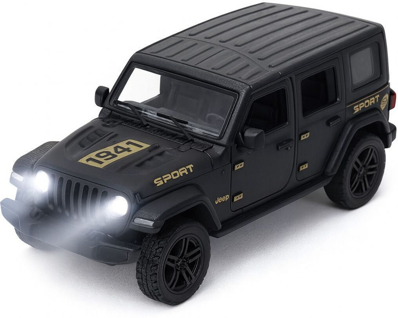 crezor toys Rubicon Diecast Model - 1:32 Metal Car Toy with Pull Back Action, Sound & Light(Black)
