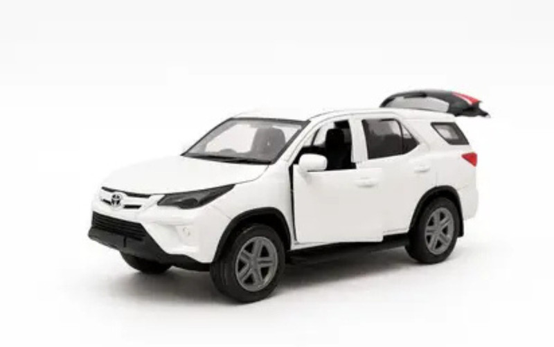 Zenvy 1:36 Scale Alloy Fortuner Car Toy | Die-Cast Metal | Pull Back, Light & Music(White, Black)
