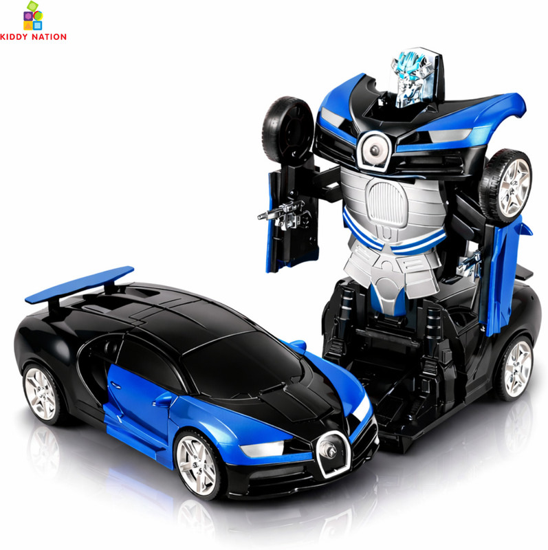 Kiddy Nation Transformer Robot 2 in 1 Car Toy for Kids with Lights & Music, Battery Operated(Blue)