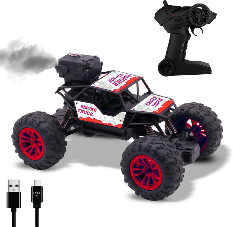 FormulaFun Smoke Storm R C Car|Battery-Powered RC with 3.7V Li-Ion Rechargeable Battery(Red and White)