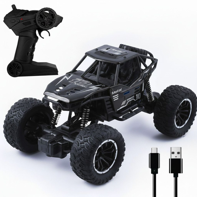 VISSHI Metal Body Monster Truck for Kids | Rock Crawler 2 Wd Remote Control Car OffRoad(Black)