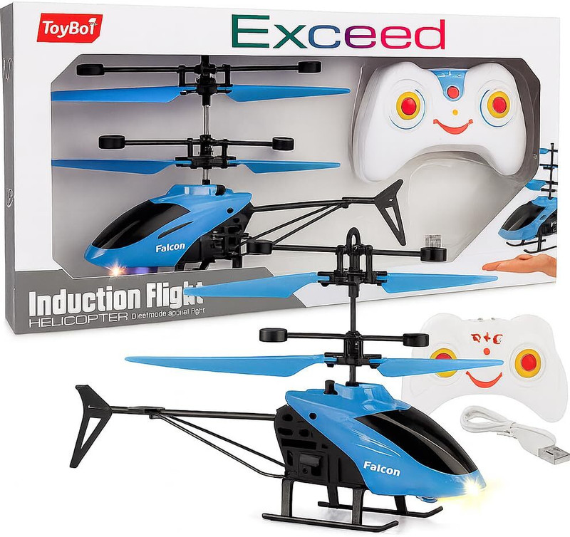 ADIAN Induction Flying Helicopter Toy with LED, Rechargeable (Blue)(Blue)