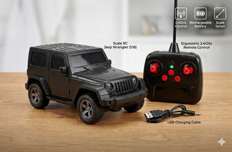 Toyboi REMOTE CONTROL JEEP BLACK(Black)