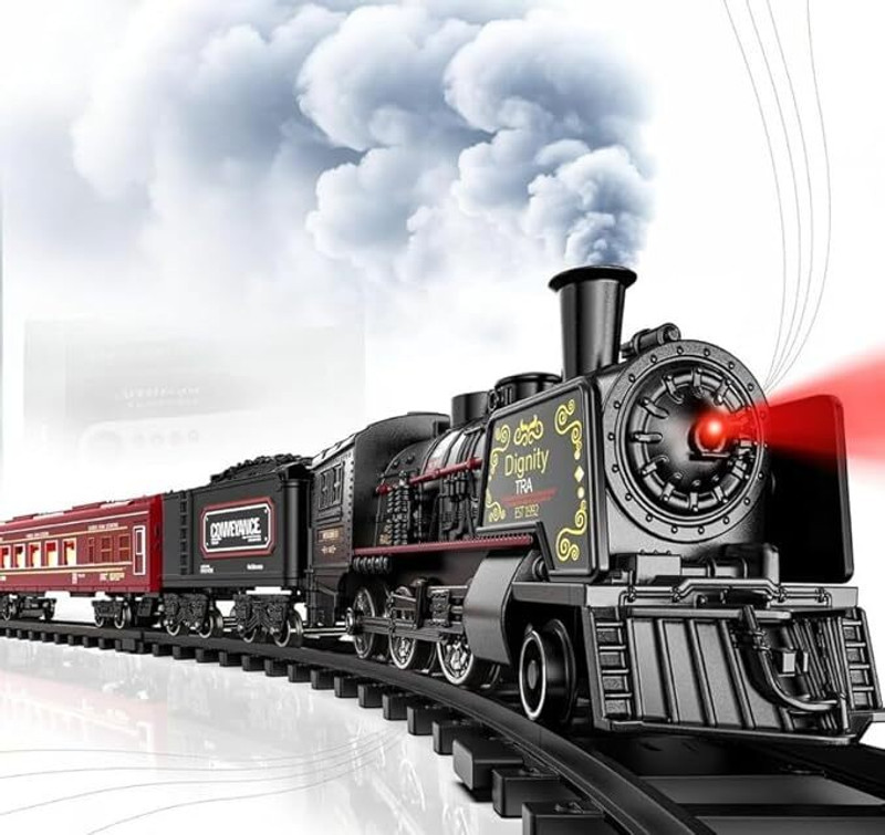 Ekomvibez Express Train Set with Track (19 Pieces) | Realistic Engine & Coaches(Black, Pack of: 1)
