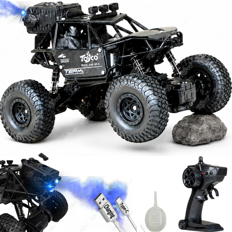 Toyco Rock Crawler 1:16 Offroad Monster RC Car with Smoke Function & Rechargeable Car(Black)