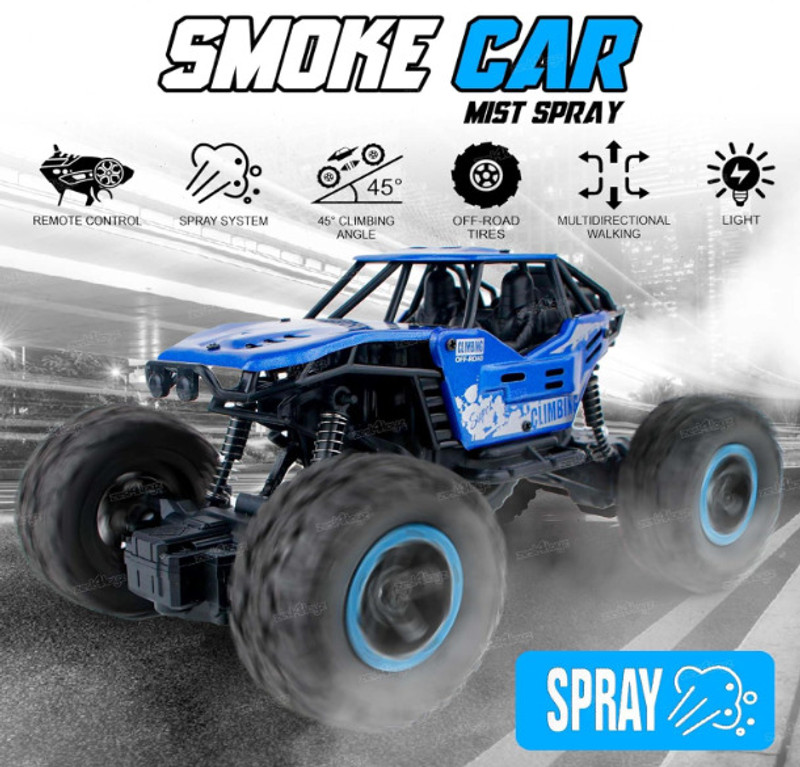 APJ enterprise Off-Road RC Rock Crawler Monster Truck with Smoke Function Toy for Boys(Blue)