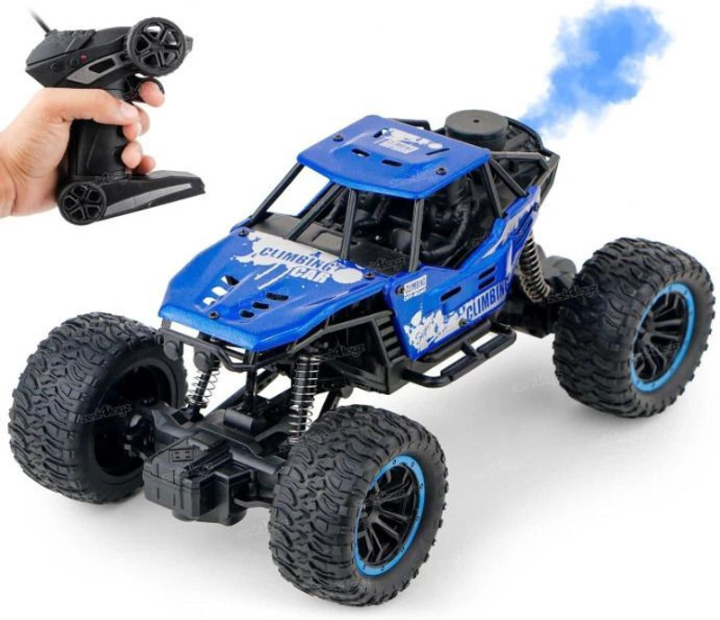 APJ enterprise Remote Control Smoke Car Toy 5 Function with LED Lights for Kids Multicolor(Blue)