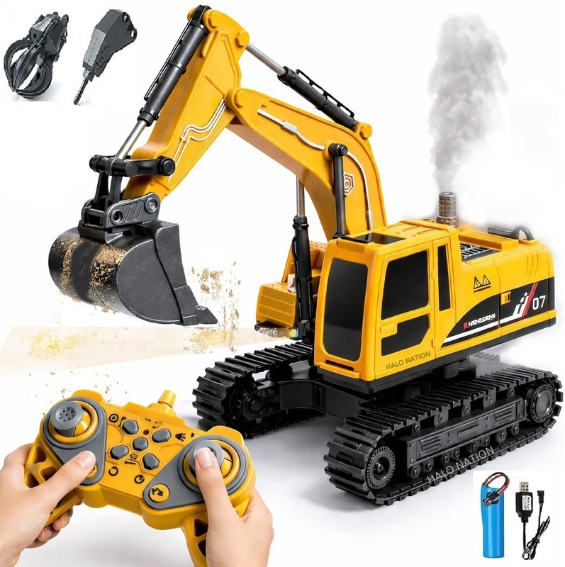 HALO NATION 11 Channel RC Excavator Rechargeable Truck With 360° Rotation & Moving Shovel(Multicolor)