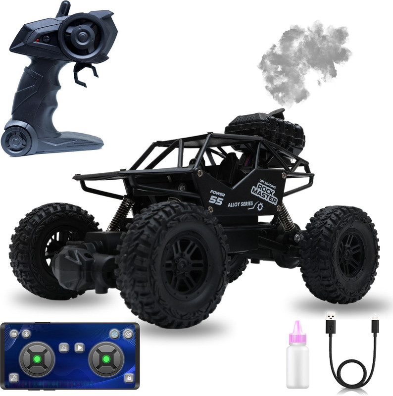 Wonder Rock Master RC Car | Type-C Smoke Function Remote Control Off-Road Crawler(Black)