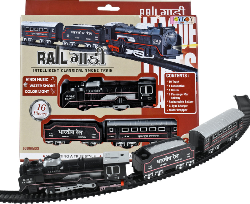 Braintastic Smoke Train toy set with sound and music (Rail King Small)(Black)