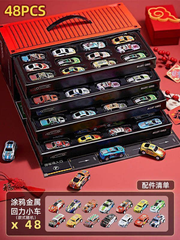 SHOPOGENIX Metal Pull Back Toy Car Set with Container Storage Box for Kids(Multicolor)