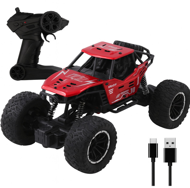 APJ enterprise Rechargeable Remote Control Monster RC Car Off Road Rock Crawler for Kids Red(Red)