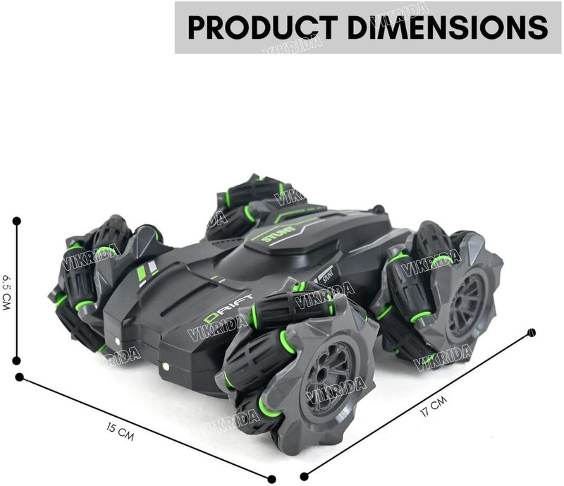 ENGINEDIGITAL Drift Stunt Car 4WD Racing Fall Resistant RC Car(Black)