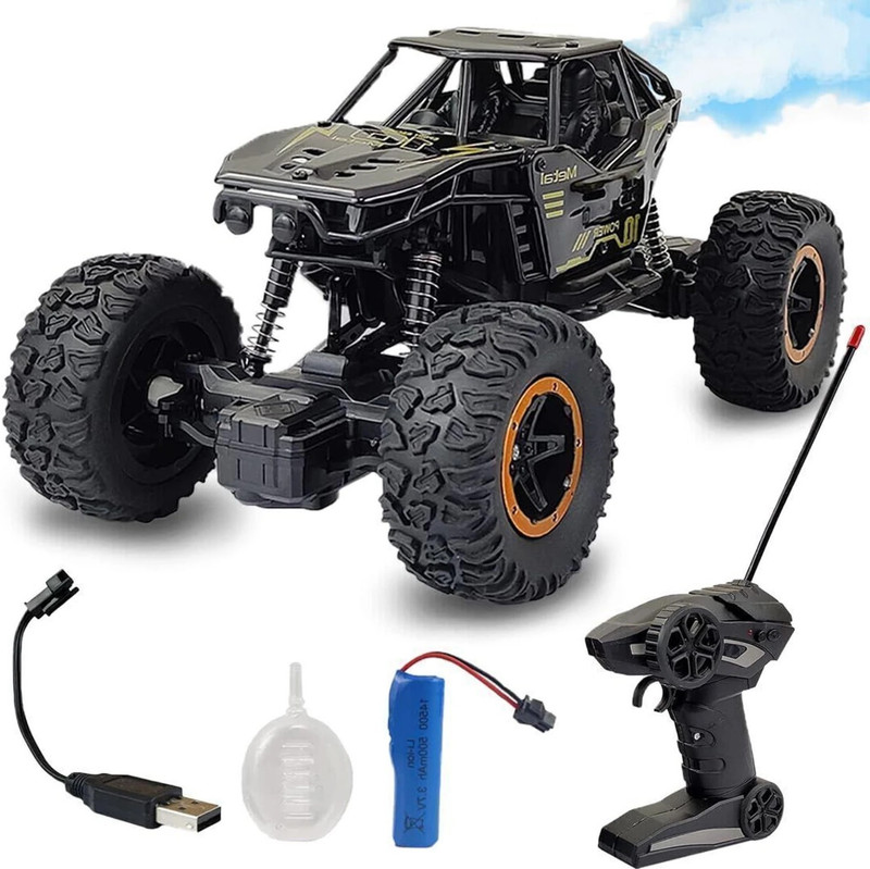 Toofun Remote Control Crawler Car 2WD for Kids with Smoke Effect, LED Lights & Off-Road(Black)