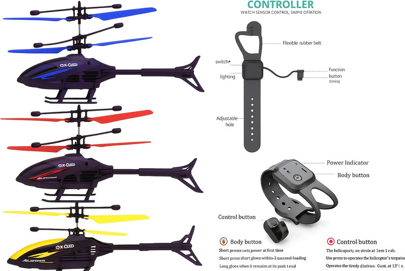 HouseOfCommon remote control watch Flying Helicopter with Hand Induction Watch(Multicolor)