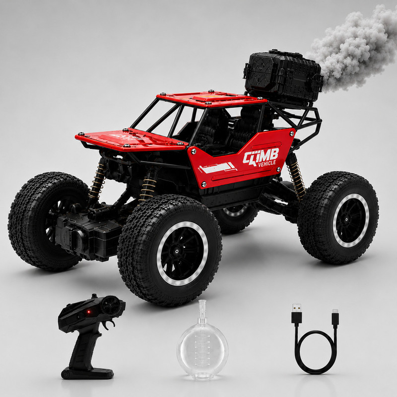 Buddynjoy RC Drift Rock Crawler 4x4 for Kids-4WD Remote Control Off-Road Car Toy(Red)