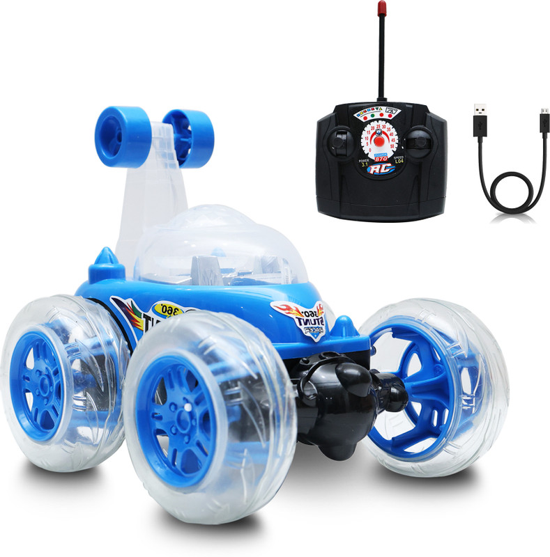 Wonder 360° Spin & Stunt RC Racer–LED Light-Up Remote-Control Car with Music & Flip Car(Blue)