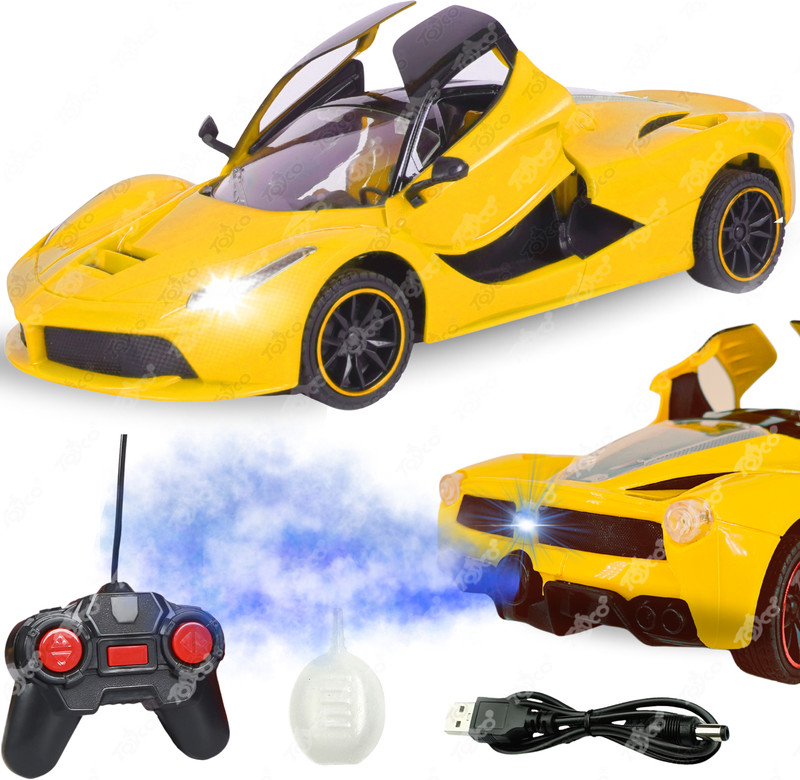 Toyco Rechargeable Super Car with SMOKE Function, Openable Doors & Lights(Red)
