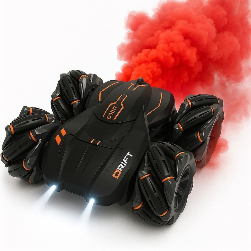 MEMOBEES RC SMOKE 360°DRIFTER | Rotating Car | Smoke Mist Spray |(Red, Orange)