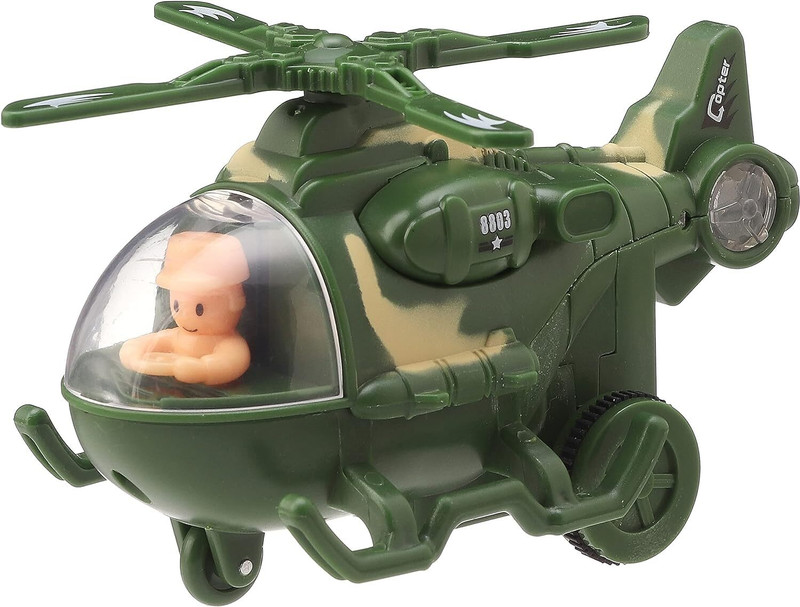 Pratham Prima Army Helicopter Toy for Kids – Friction Powered Military Helicopter(Green, Blue, Yellow, Pack of: 1)