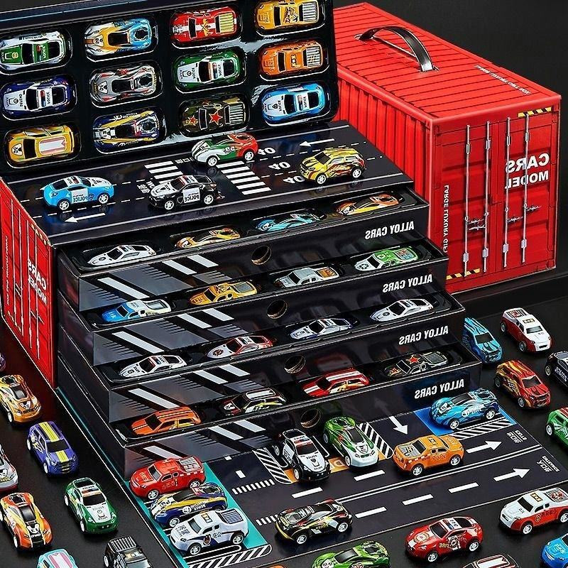 Wengonvila Alloy Die Cast Toy Cars Set with Storage Box, Mini Metal Racing Cars Collection(Multicolor)