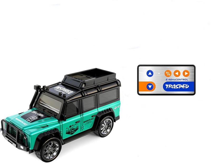 MIRTONICS 1:64 Mini RC Truck with LED-Lit Trailer Diecast Zinc Alloy 2.4G Car(Green)