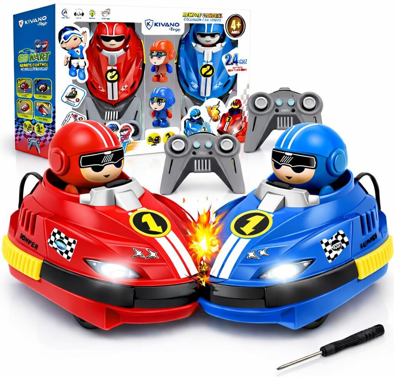 JoyAura Bumper Cars Set for Kids 2 Player RC Go Kart Battle Dashing Cars, 360° Rotating(Multicolor)