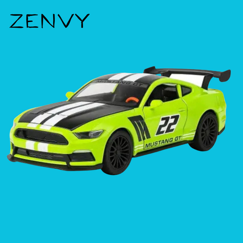 Zenvy Premium Alloy Mustang GT Sports Car Toy | Pull Back Racing Car for Kids(Green, Multicolor)