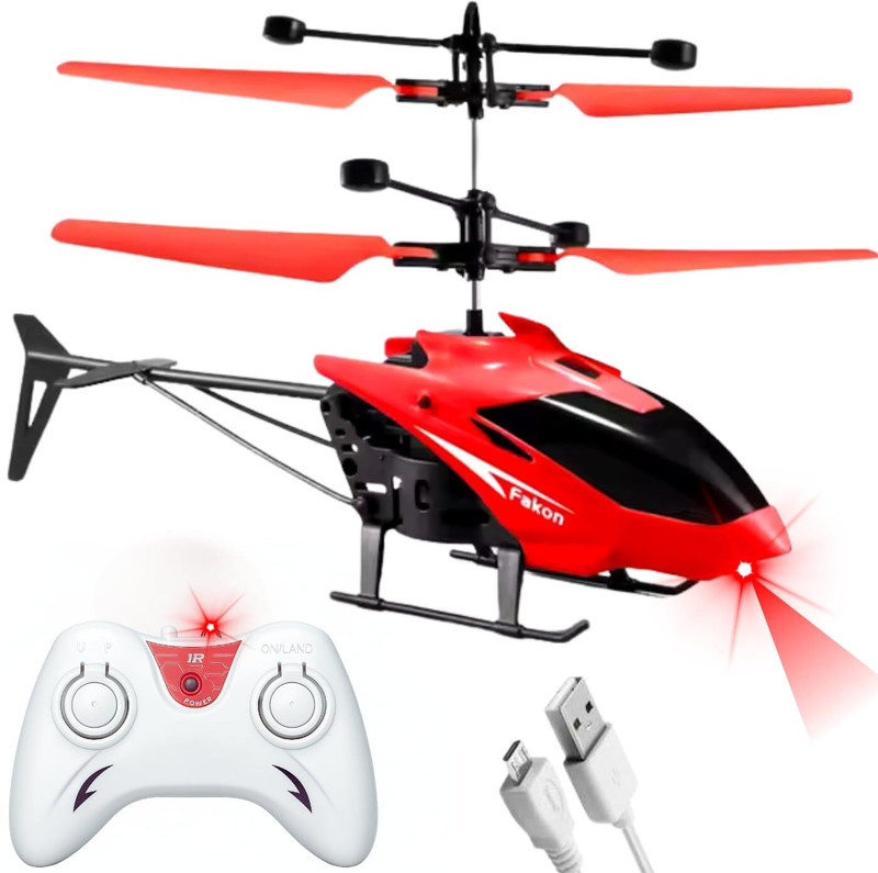 Jonty's Castle Remote control toy flying helicopter with 3d lights and charging cable(Black)