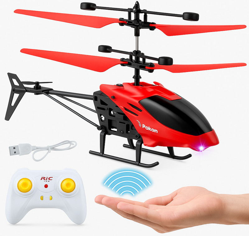Prikuna USB Rechargeable Flying Helicopter Toy with Remote Control & LED Light(Yellow)