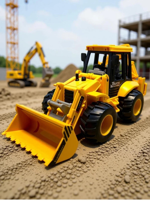Mira Farmcraft 2 In 1 Bulldozer and Excavator Unbreakable Engineering Construction Toy Vehicle(Yellow)