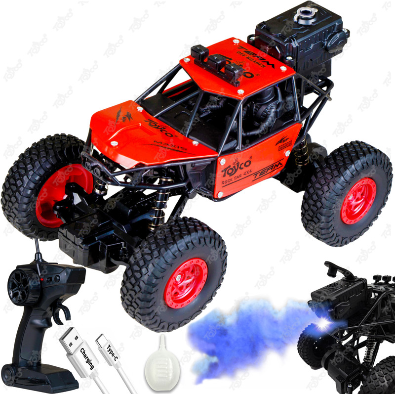 Toyco Rock Crawler 1:16 Offroad Monster RC Car with Smoke Function & Rechargeable Car(Black)